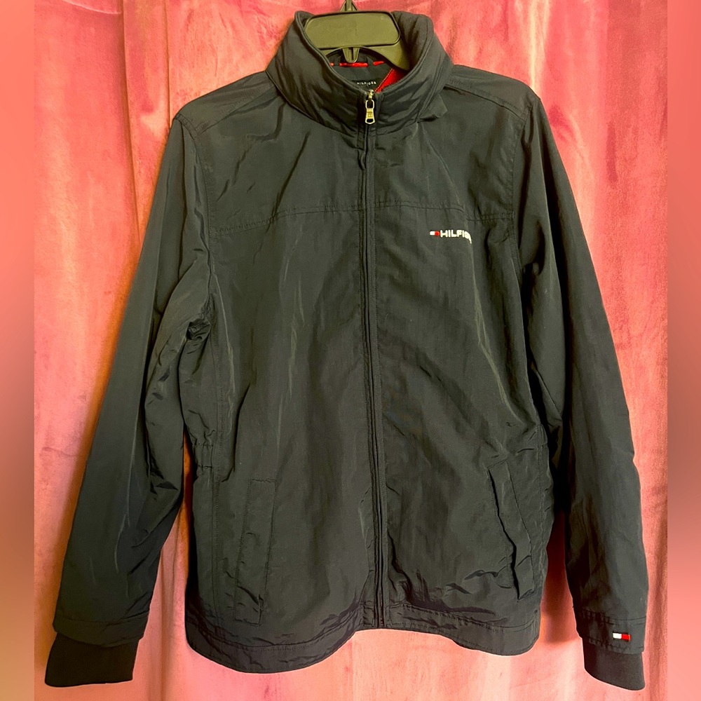 Dark Blue Tommy Hilfiger Jacket w/ Red Lining
